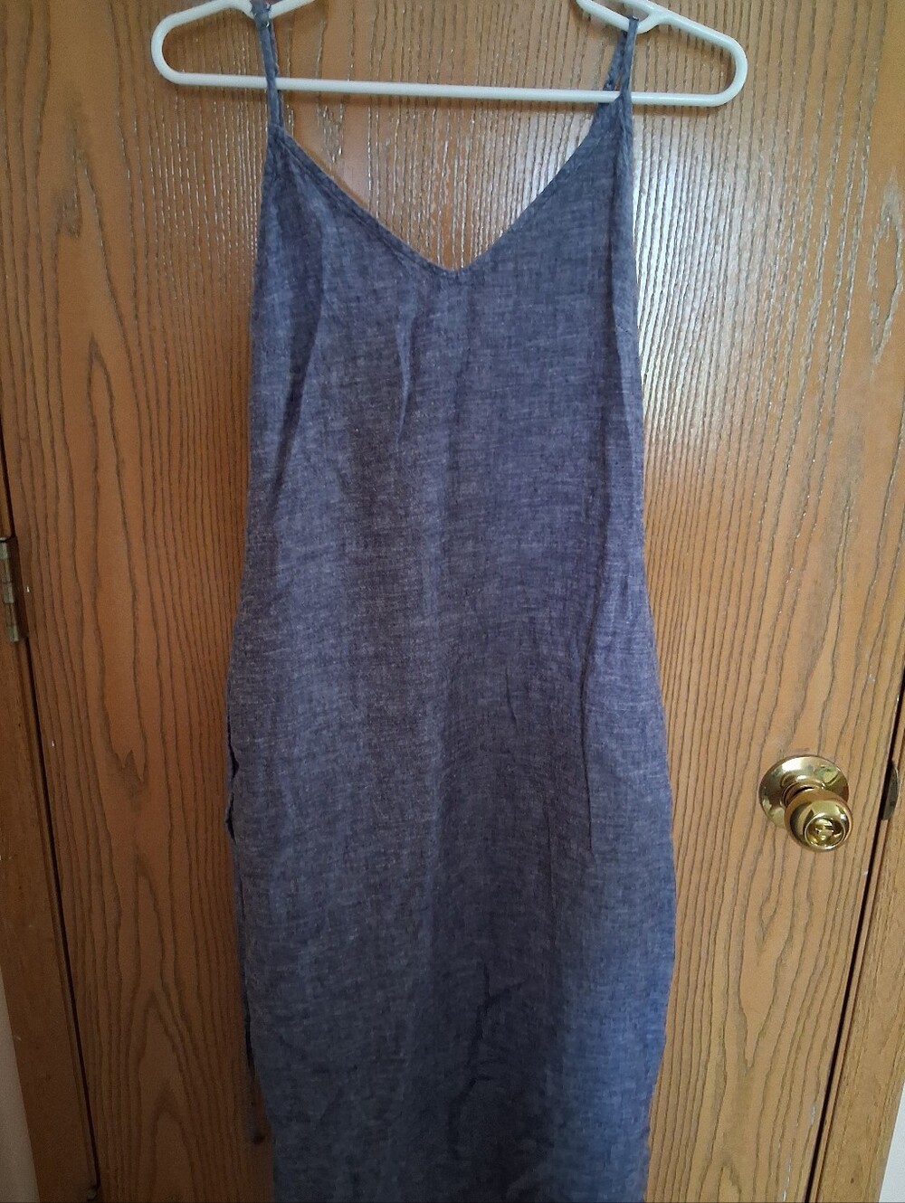Time and Tru Slate Blue Sleeveless V-Neck Midi Slip Dress